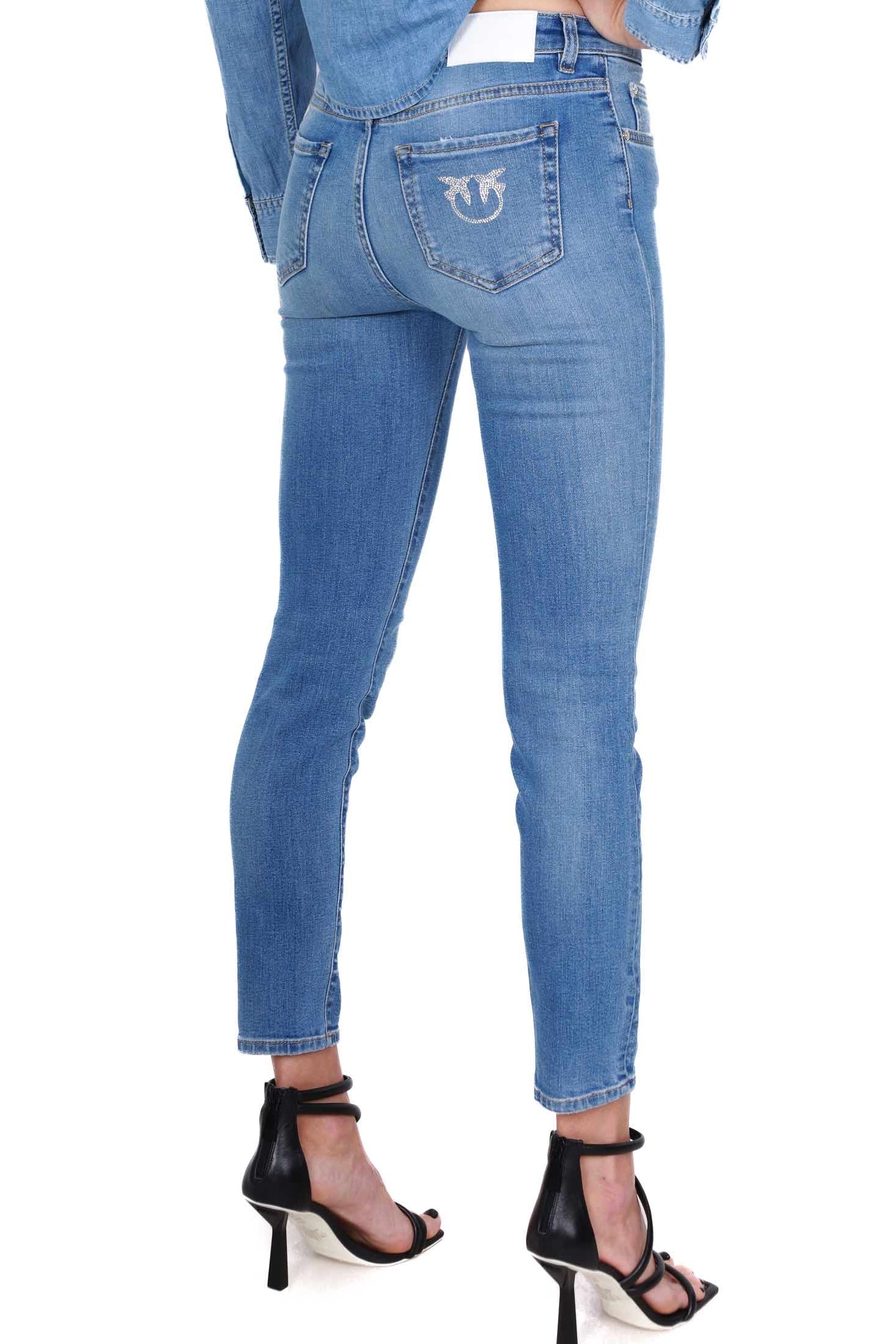 Pinko jeans skinny in tela denim azzurro