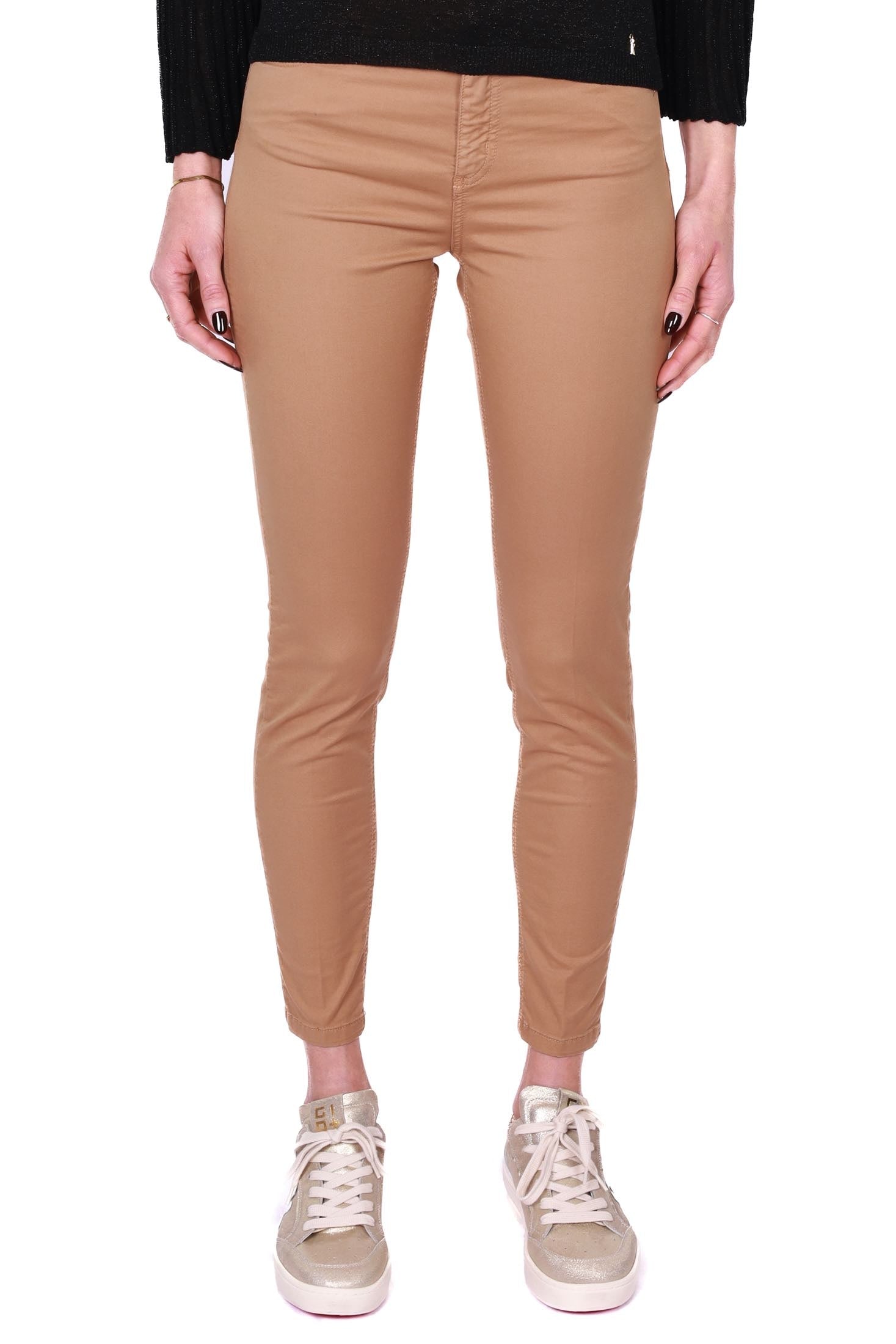 Kocca jeans skinny in tessuto di cotone cammello