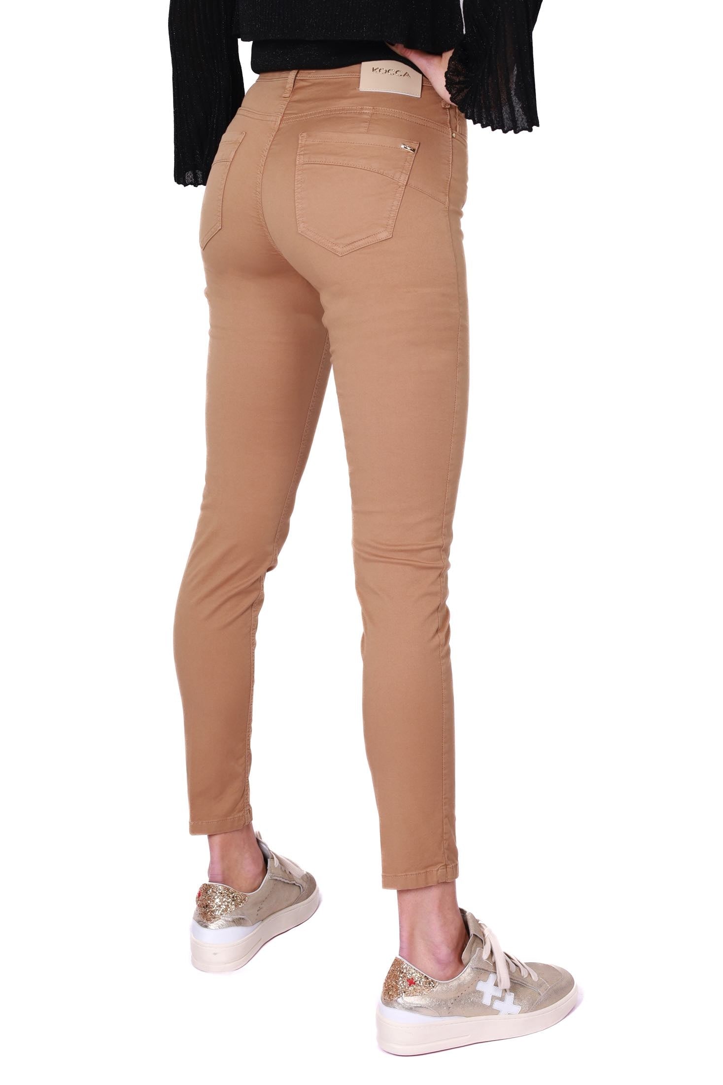 Kocca jeans skinny in tessuto di cotone cammello