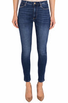 Guess Donna jeans skinny vita alta con pailettes blu