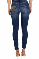 Guess Donna jeans skinny vita alta con pailettes blu