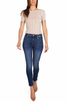 Guess Donna jeans skinny vita alta con pailettes blu