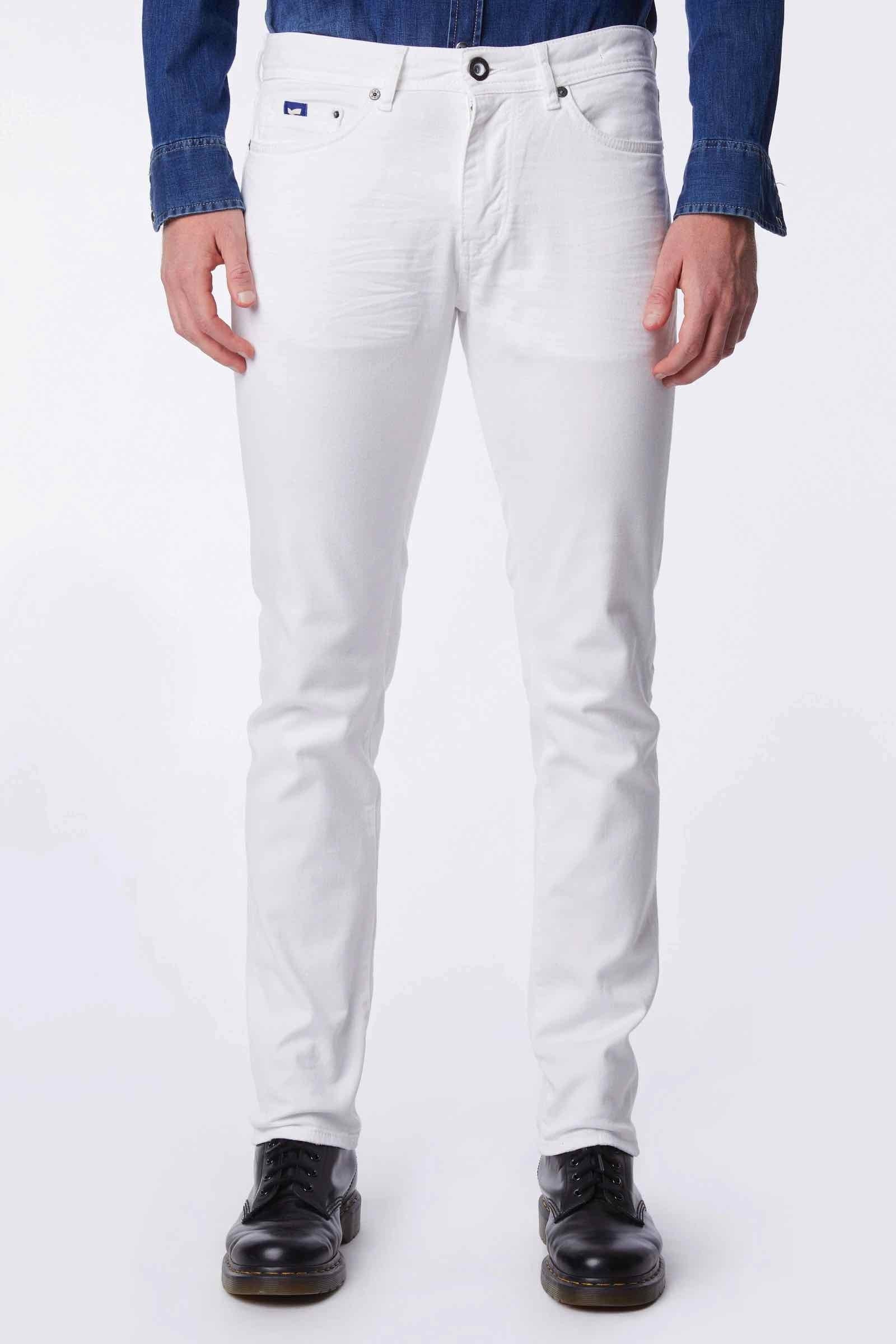 Gas Uomo jeans slim in bull denim stretch bianco