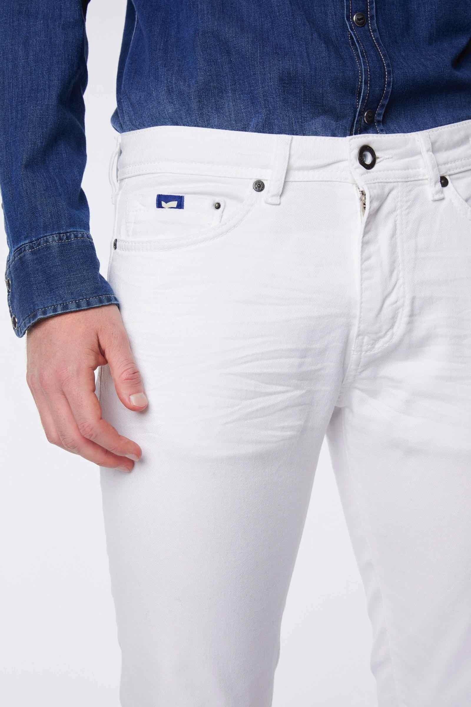 Gas Uomo jeans slim in bull denim stretch bianco