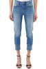 SLIM HIGH WAIST JEANS WITH BLUE JEWEL STONES