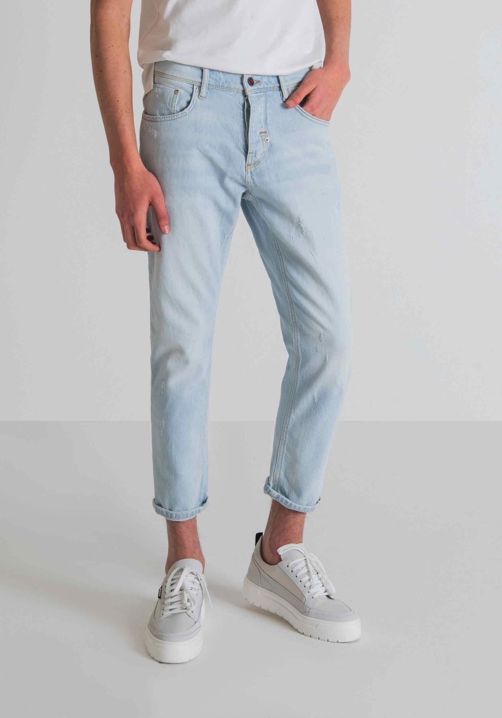 Essedi jeans tappered in tela denim stretch azzurro