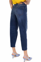 Pinko jeans vita alta mom fit blu