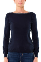 Liujo Knitwear maglia a barchetta con perline sul collo blu