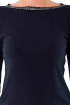 Liujo Knitwear maglia a barchetta con perline sul collo blu