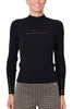 BLACK STUDDED VISCOSE BLEND RIBBED SWEATER