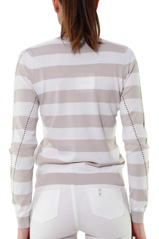 Liujo Knitwear maglia a righe con strass beige