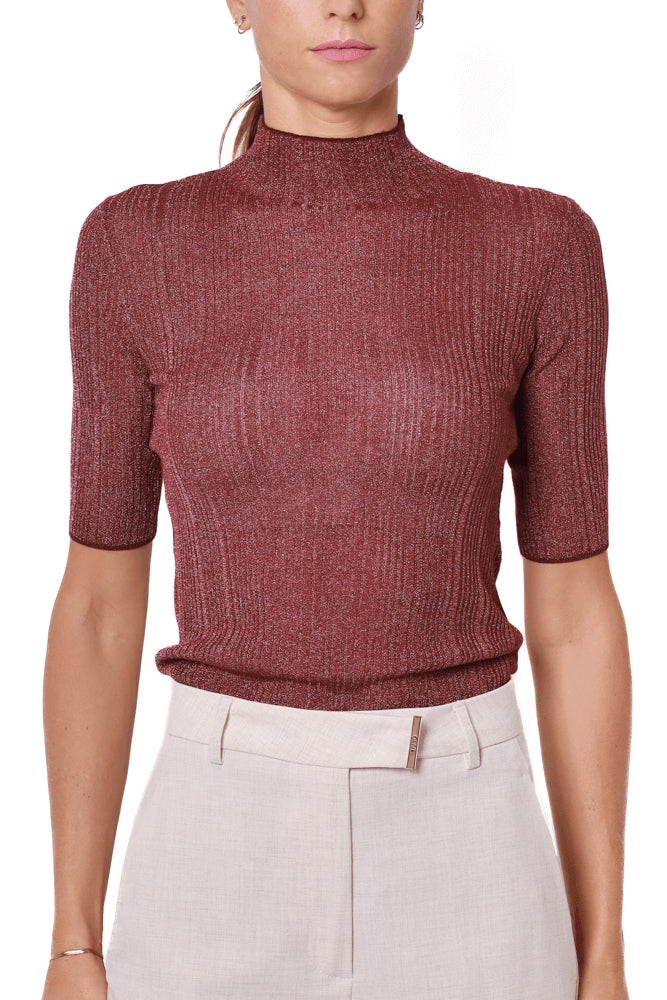 Liu Jo Black maglia collo alto a costine bordeaux