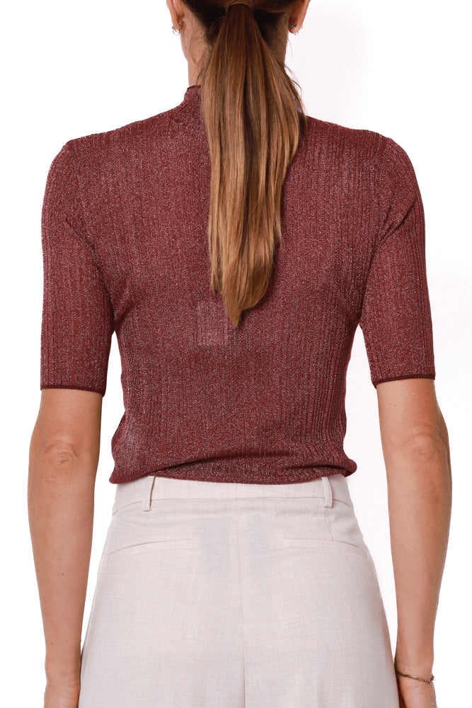 Liu Jo Black maglia collo alto a costine bordeaux