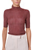 MAGLIA COLLO ALTO A COSTINE BORDEAUX