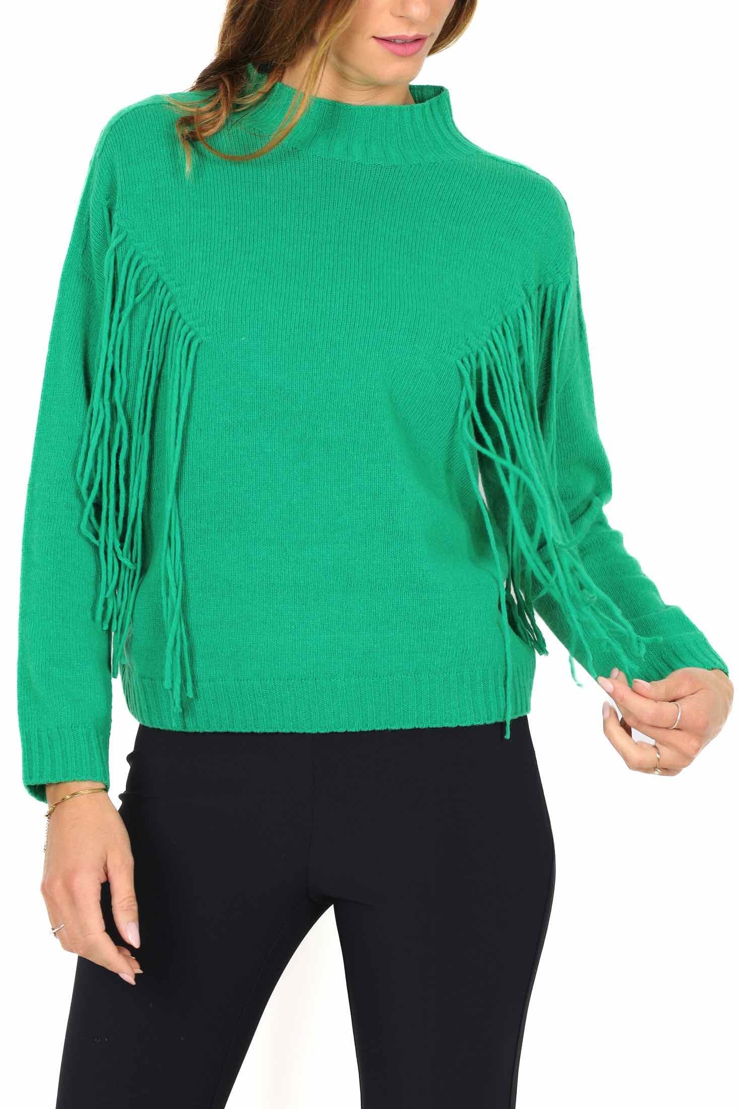 Emme Marella maglia collo alto a cratere con frange verde