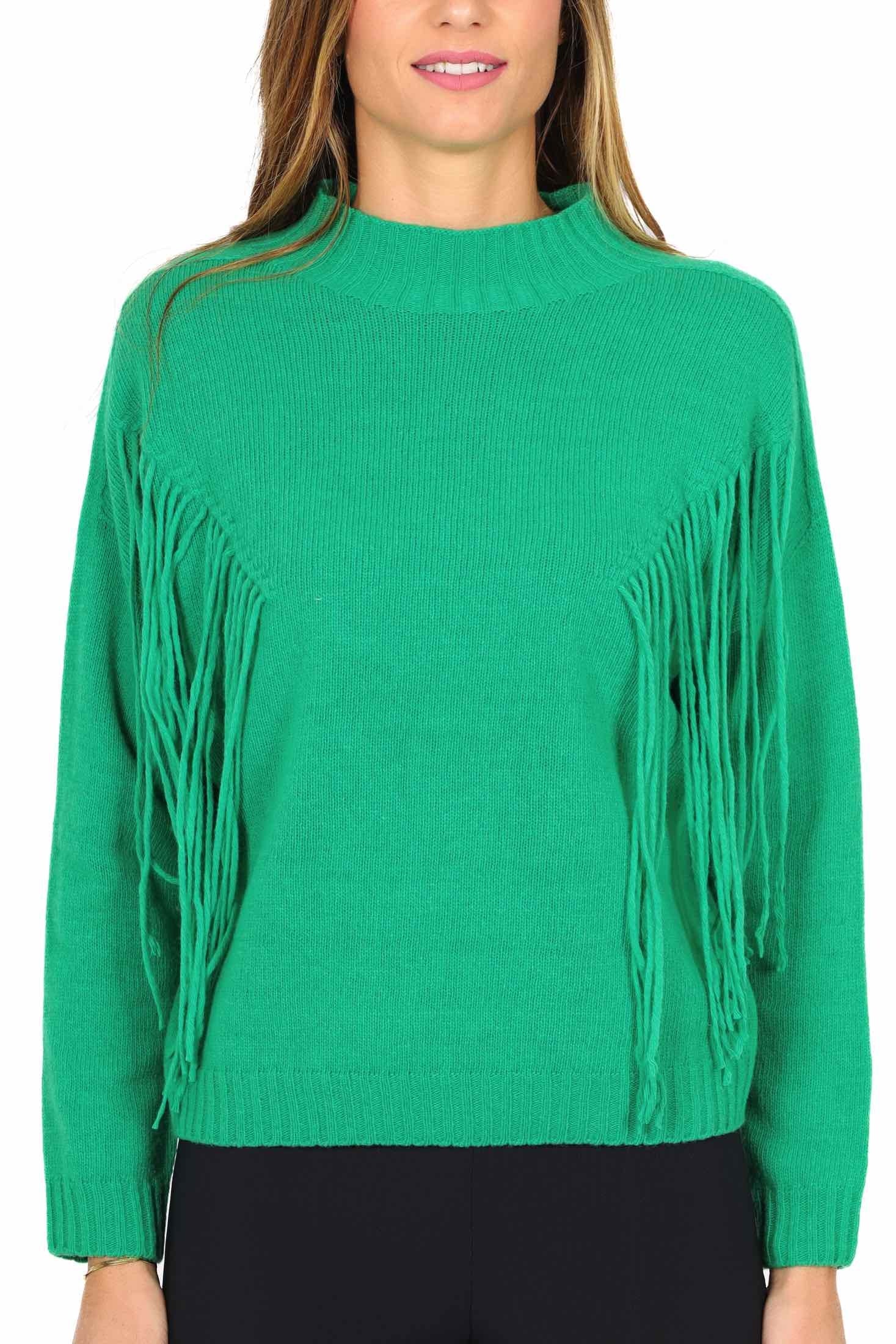 Emme Marella maglia collo alto a cratere con frange verde