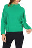 GREEN FRINGED HIGH NECK CRATER SWEATER