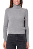 GREY ENGLISH RIB HIGH NECK SWEATER