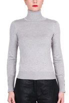 Guess Donna maglia collo alto in misto viscosa grigio