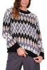 WOMEN'S GREY GEOMETRIC PATTERN SWEATER