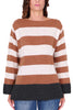 WOMEN'S OVERSIZE CAMEL STRIPED SWEATER