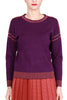 CREW NECK SWEATER WITH PURPLE LUREX DETAILS