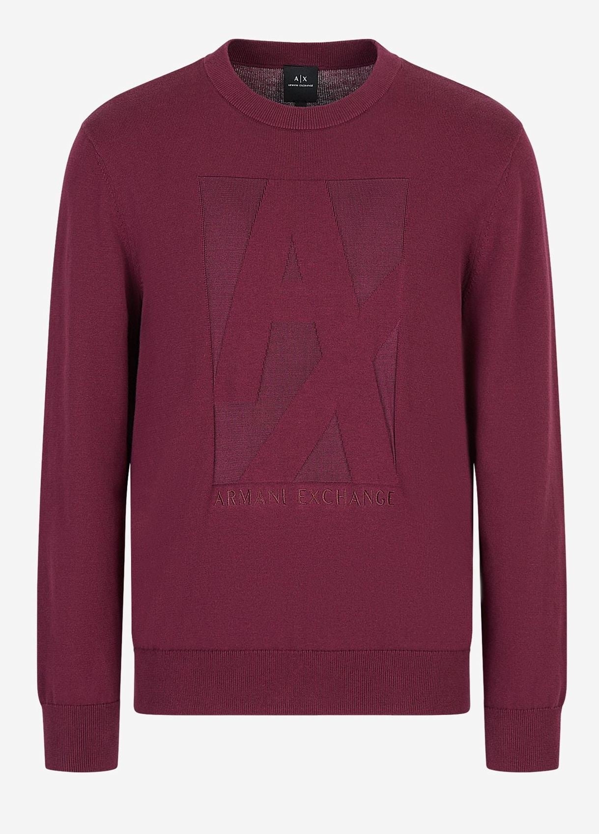 Ax Uomo maglia girocollo con logo intarsiato bordeaux