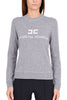 CREW NECK SWEATER WITH MAXI LOGO GREY