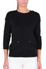 CREW NECK SWEATER WITH POCKETS BLACK