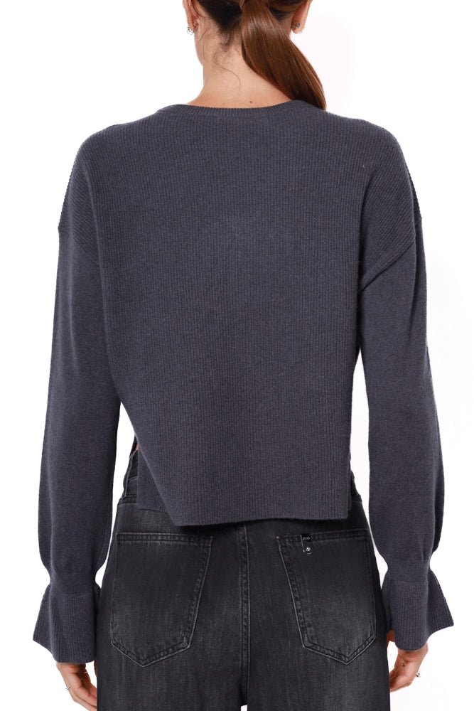 Liu Jo Black maglia girocollo in lana e cashmere grigio