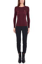 Elisabetta Franchi maglia girocollo in misto seta bordeaux