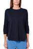 CREW NECK SWEATER WITH ROUNDED BOTTOM IN BLUE