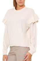 Twin Set Srl maglia in misto cashmere con maniche di tulle beige