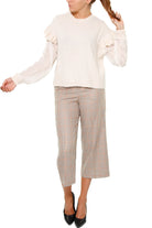 Twin Set Srl maglia in misto cashmere con maniche di tulle beige