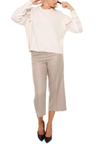 Twin Set Srl maglia in misto cashmere con maniche di tulle beige