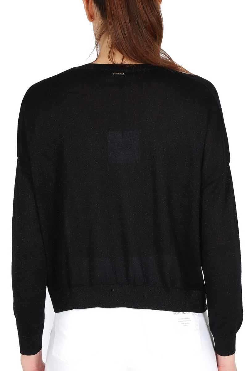 Liujo Knitwear maglia oversize scollo a v in lurex nero