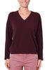 MAGLIA SCOLLO A V IN LANA E CASHMERE BORDEAUX