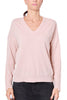 MAGLIA SCOLLO A V IN LANA E CASHMERE ROSA