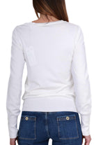 Guess Donna maglia scollo a v in misto viscosa bianco