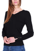 BLACK VISCOSE BLEND V-NECK SWEATER