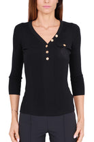 Elisabetta Franchi maglia scollo v in misto seta nero