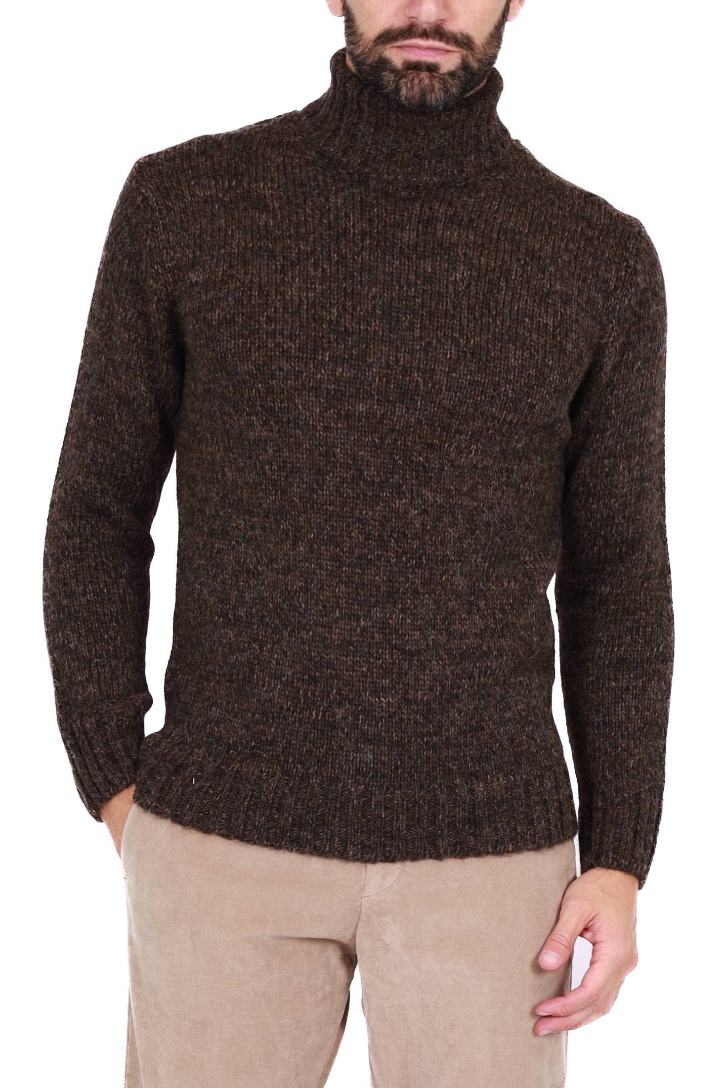 Outfit maglia uomo dolcevita misto alpaca marrone