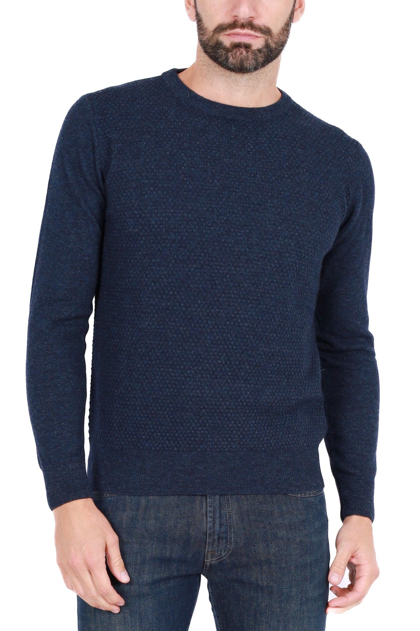 Roy Roger's Uomo maglia uomo girocollo in misto lana blu