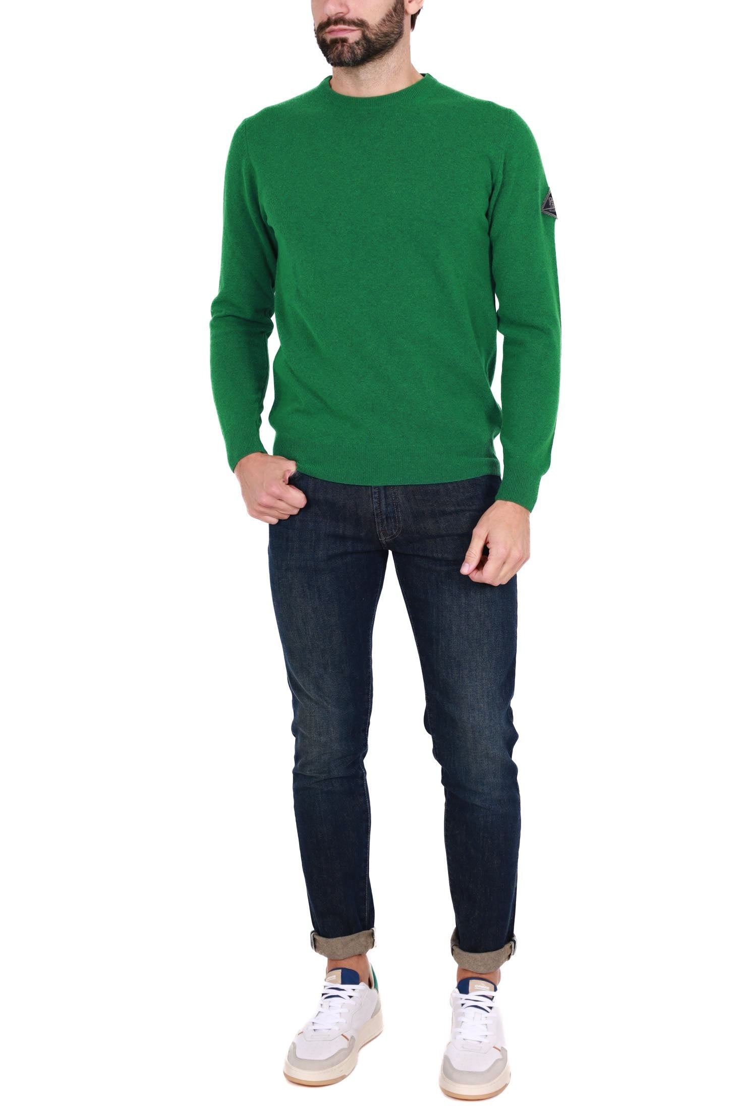 Roy Roger's Uomo maglia uomo girocollo in misto lana verde