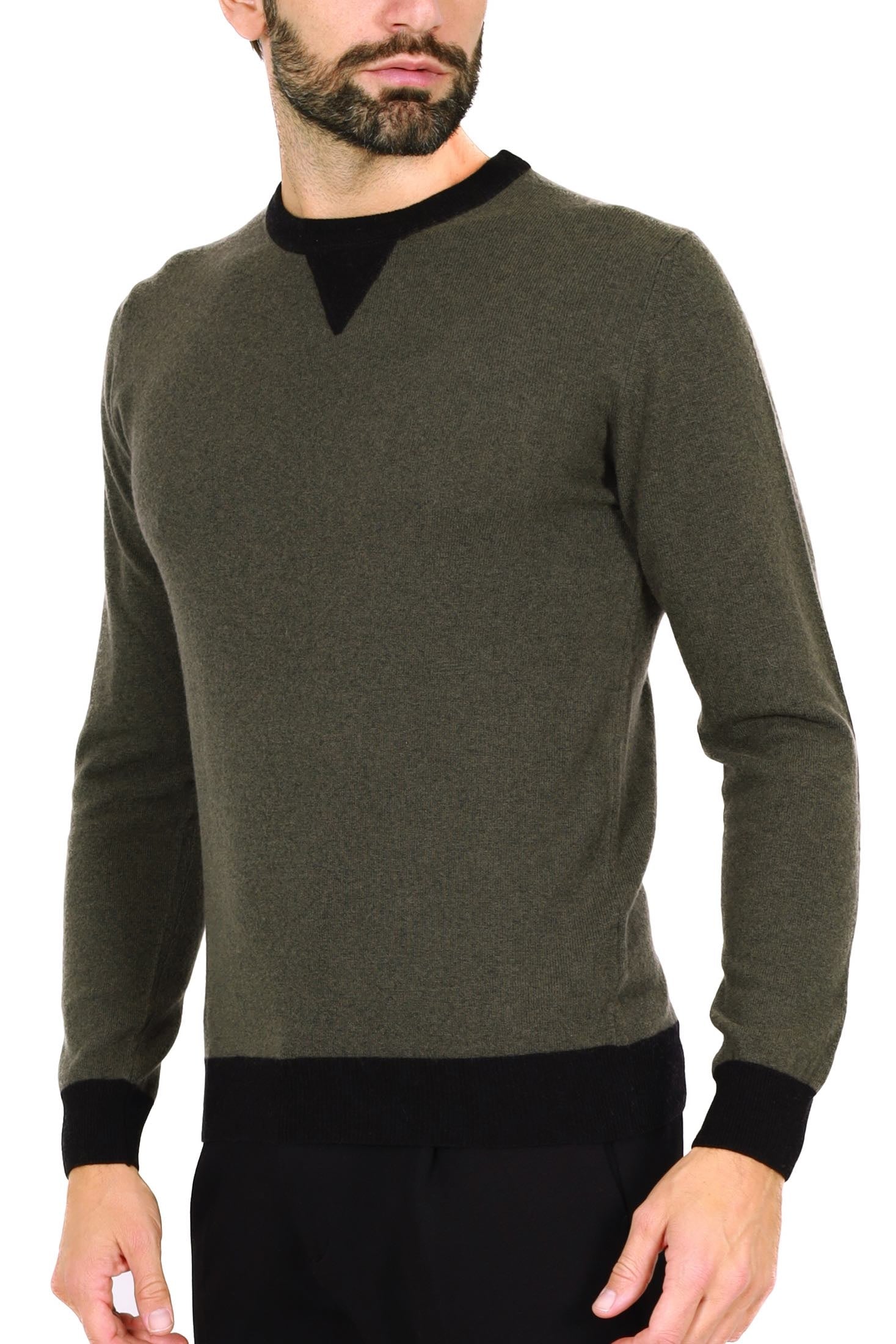 Outfit maglia uomo girocollo misto cashmere verde