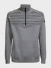 GREY STRIPED HALF ZIP SWEATER