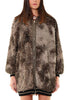 MAXI FUR EFFECT CARDIGAN WITH ZIP AND GREEN HOOD