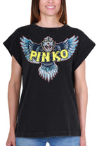 Pinko maxi t-shirt con stampa logo nero