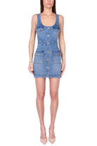 Elisabetta Franchi miniabito smanicato in denim stretch blu