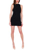 BLACK EMBOSSED MESH SLEEVELESS MINI DRESS